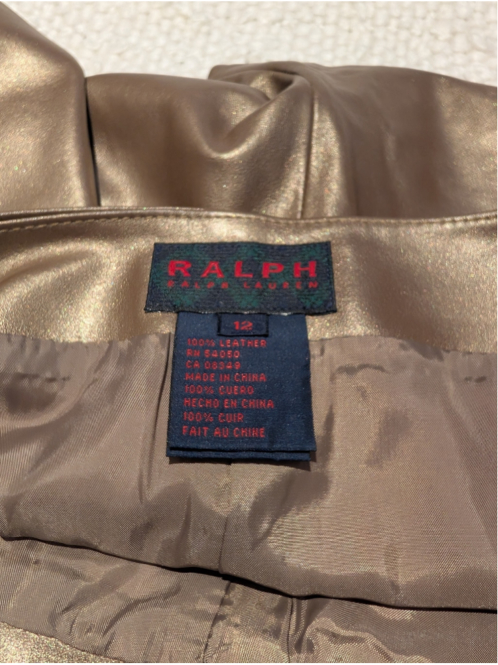 Women's Ralph Lauren Leather Trousers Size 12 Bronze